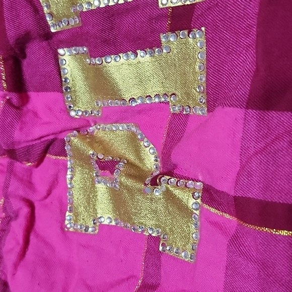 VINTAGE VS PINK METALLIC GOLD SHINE RHINESTONES RUFFLED 2008 SLEEP SHORTS - Picture 4 of 13